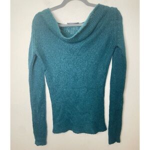 Wooden Ships Mohair Wool Knit Cowl Neck Sweater in Teal Size M/L